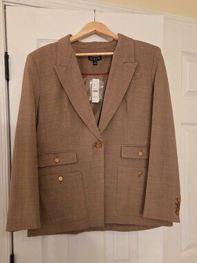 J.Crew Khaki Italian Wool Suit Set -- Blazer and Pants -- Gold button detail NWT